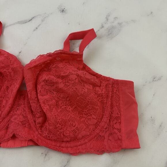 Torrid Curve Lace Underwire Bra Size 46 C Coral Pink Full Coverage - Picture 2 of 8